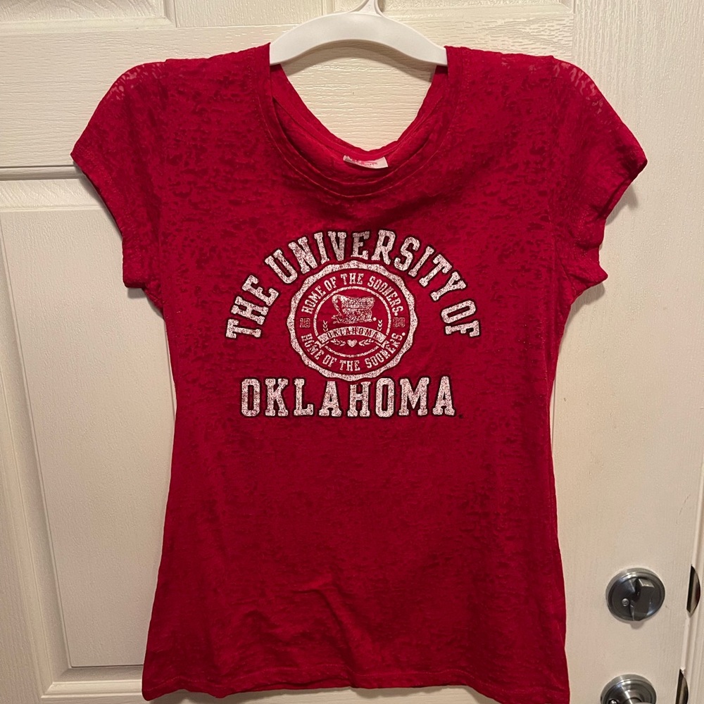 Red University of Oklahoma burnout tee